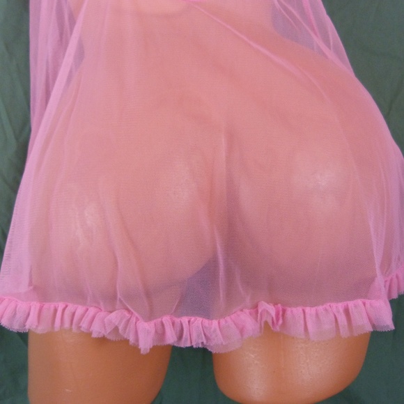 Victorias Secret 34B Sheer Pink Nighty Ruffles - Picture 7 of 8